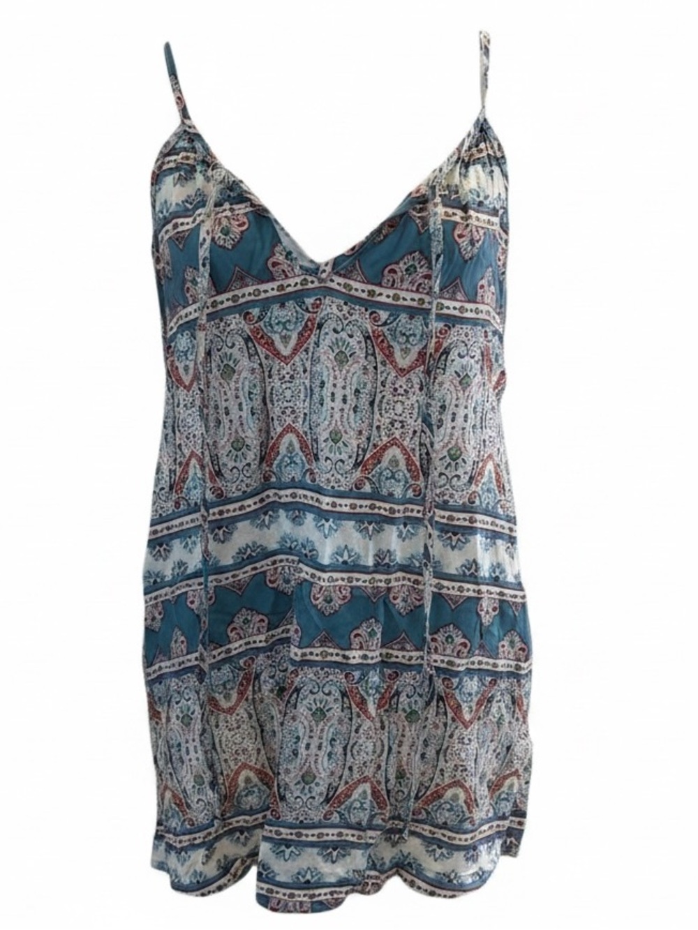 Machine Teal Paisley Spaghetti Strap Camisole